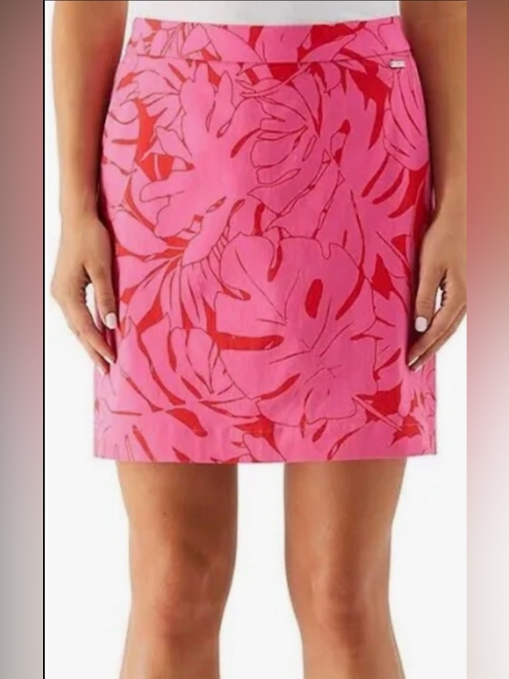 RAFAELLA Stretch Skort in  Floral Carmine Rose